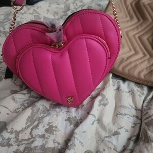 Pink Heart-Shaped Women's Bag